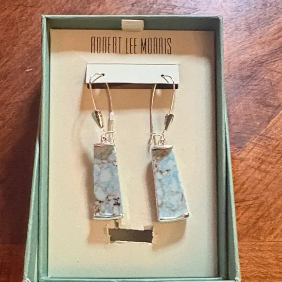 Robert Lee Morris Silver and Light Blue Earrings - Picture 1 of 2